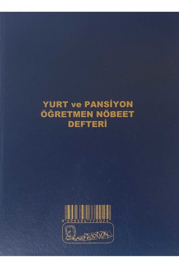 YURT VE PANSİYON ÖĞRETMEN NÖBET DEFTERİ CİLT KAPAK