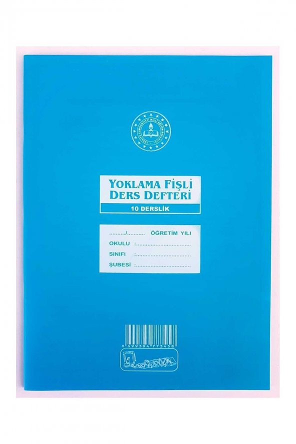 Yoklama Fişli Ders Defteri 10 Derslik Plastik Kapak