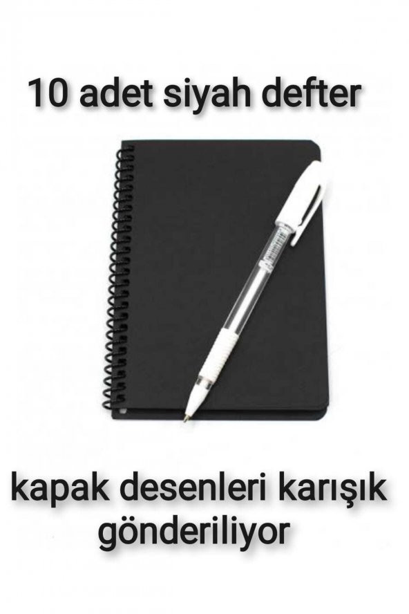 10lu Siyah Defter Ve 10 Adet Beyaz Kalem - 1