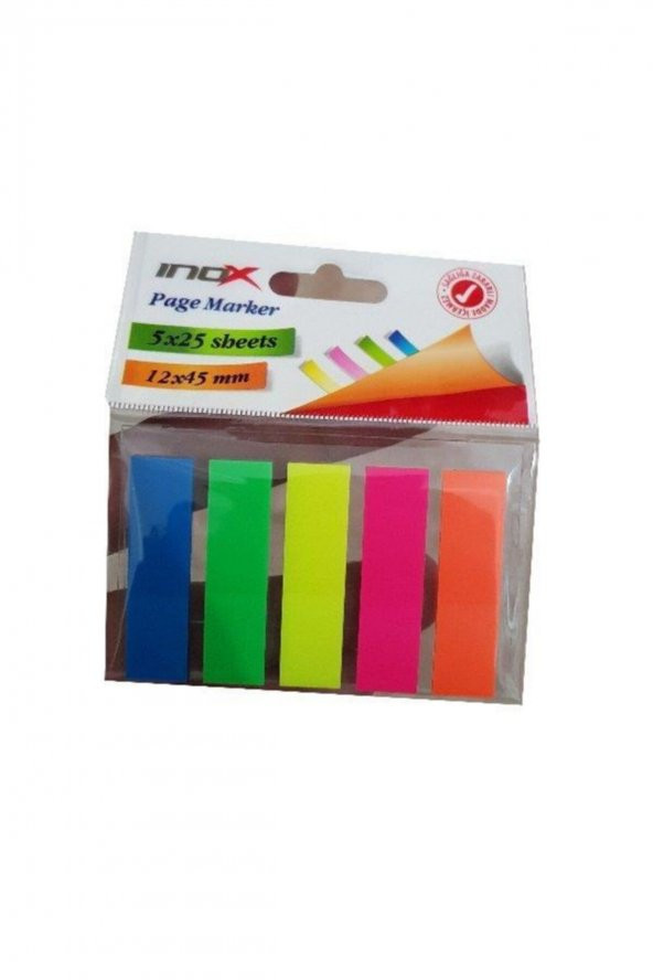 12x45 Yapışkanlı Page Marker Sayfa Işaretleyici 5 Renk 25 Yaprak index