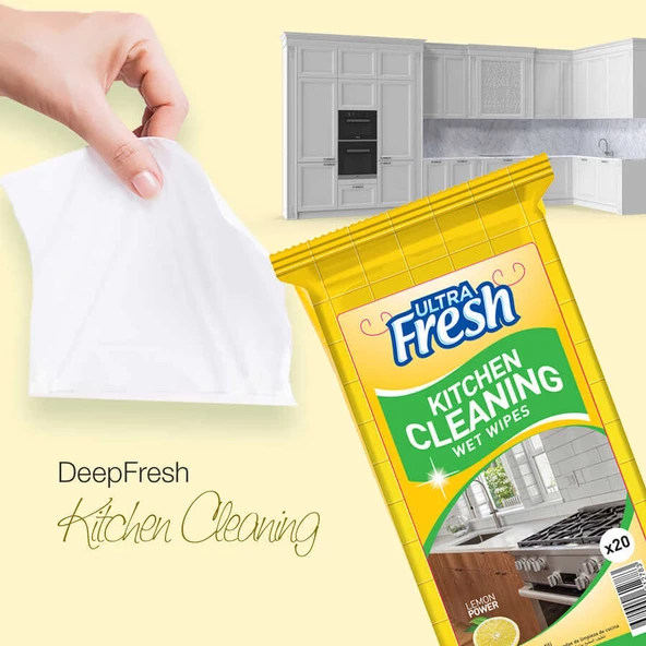 Ultra Fresh Mutfak Yüzeyi Temizleme Mendili 6 x 20 Yaprak - 9