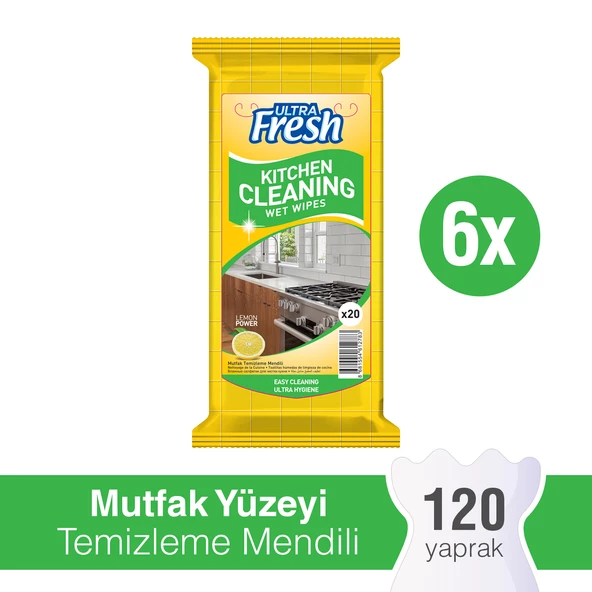 Ultra Fresh Mutfak Yüzeyi Temizleme Mendili 6 x 20 Yaprak