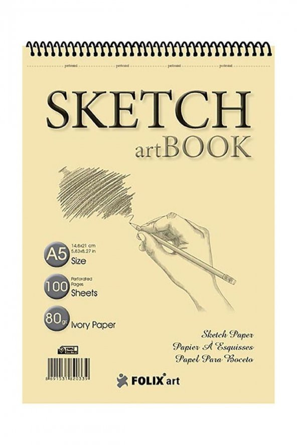 Eskiz Defteri 90 gr A5 100 Yaprak Spiralli Ivory Sketchbook