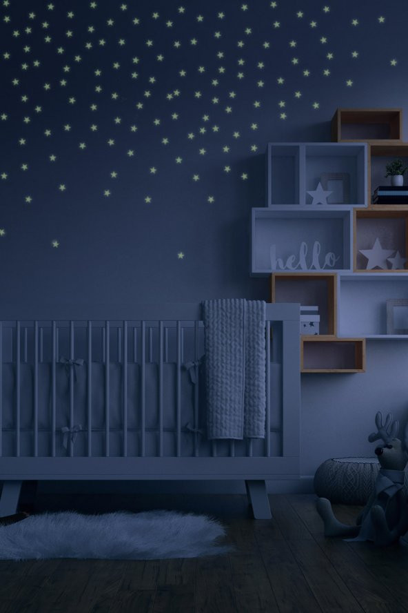 100 Adet Fosforlu Mini Yıldız Yeşil Karanlıkta Parlar Duvar ve Tavan Çocuk Odası Süs Sticker