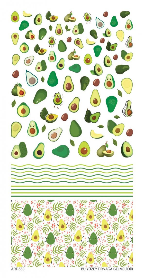 Avokado Tırnak Dövmesi, Tırnak Tattoo, Nail Art, Tırnak Sticker - 2