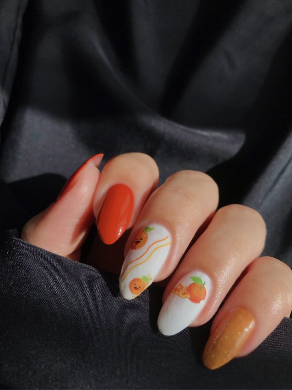 Portakal Tırnak Dövmesi, Tırnak Tattoo, Nail Art, Tırnak Sticker