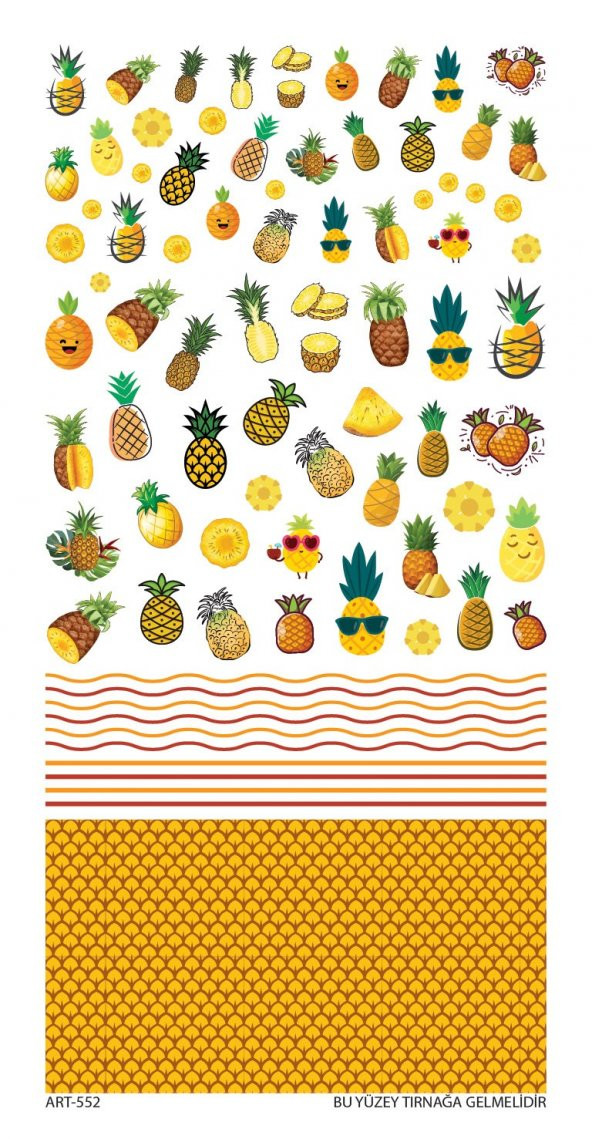 Ananas Tırnak Dövmesi, Tırnak Tattoo, Nail Art, Tırnak Sticker - 2