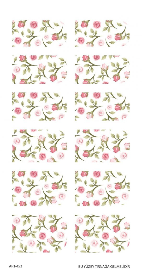 Pembe Çiçekler Tırnak Dövmesi, Tırnak Tattoo, Nail Art, Tırnak Sticker - 2