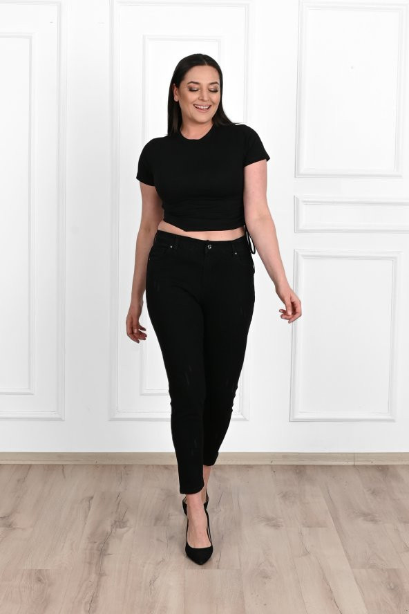 Kadın Yüksek Bel Büyük Beden Jean Pantolon 6189-23