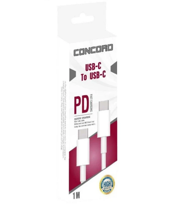 Concord C813 Type-C -Type-C Usb Pd 1 Mt 3A Şarj ve Data Kablosu - Resim 4