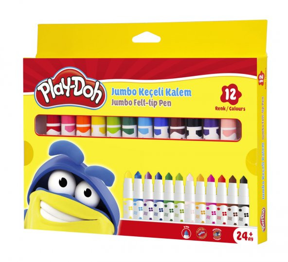 Play-Doh 12 Renk Jumbo Keçeli Kalem KE010