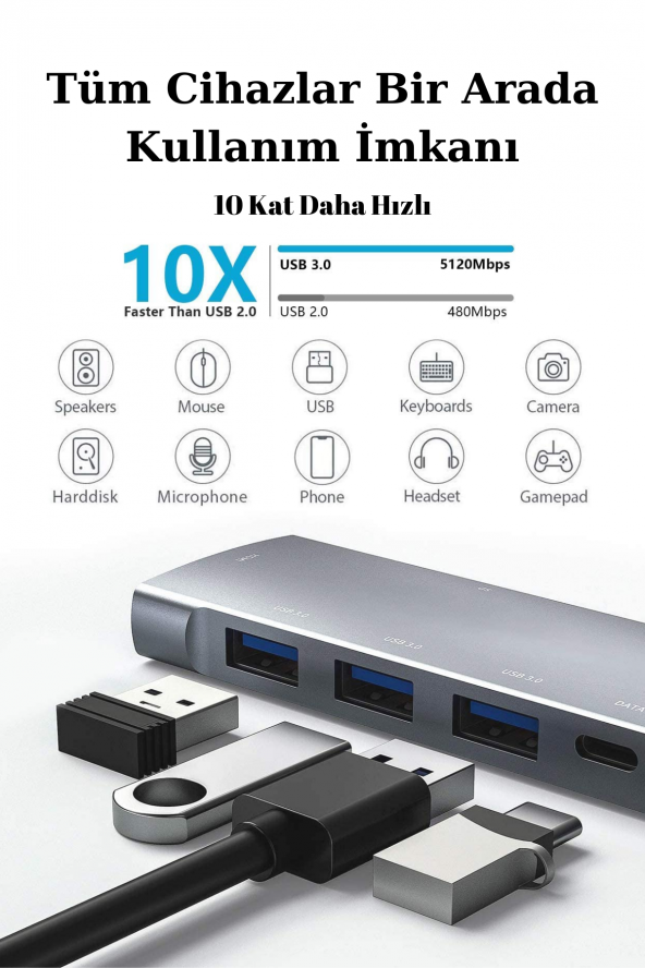 8 in1  Alüminyum Alaşımlı Fuchsia 4K PD Type C SD/TF Hub - 2