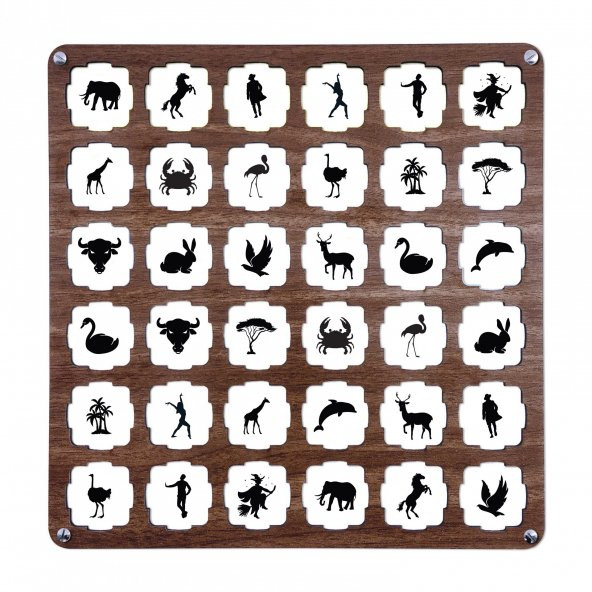 Kahve Ahşap MDF Eşleştirme Hafıza Oyunu 34x34 - 4