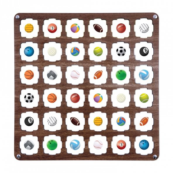 Kahve Ahşap MDF Eşleştirme Hafıza Oyunu 34x34 - 4