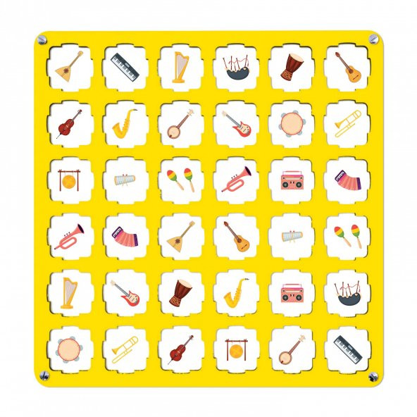 Sarı Ahşap MDF Eşleştirme Hafıza Oyunu 34x34 - 4