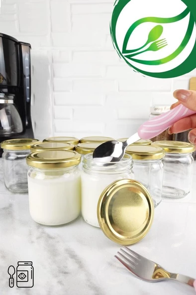 Digithome 10'lu Mama – Yoğurt Kavanozu 210 Cc Gold Kapaklı - KC063 - A170221 C320.016 - 2