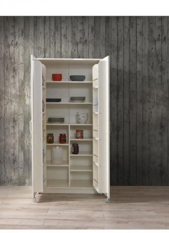 Erezoğulları Mobilya Çok Amaçlı 2 Kapaklı Mutfak Erzak Kiler Dolap 86x52x180 cm - 2