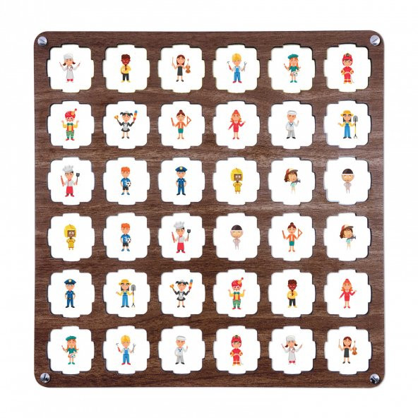 Kahve Ahşap MDF Eşleştirme Hafıza Oyunu 34x34 - 4