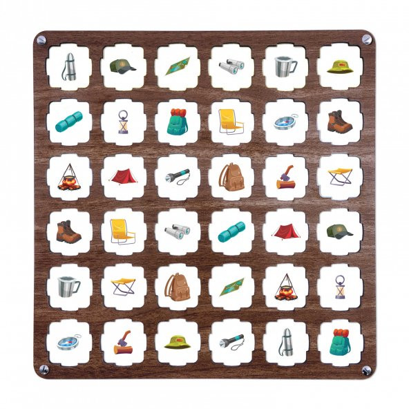 Kahve Ahşap MDF Eşleştirme Hafıza Oyunu 34x34 - 4