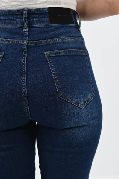 Kadın Yüksek Bel Lacivert Jean Pantolon 6179-23 - Resim 9