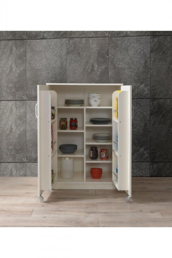 Erezoğulları Mobilya Çok Amaçlı 2 Kapaklı Mutfak Erzak Kiler Dolap 88x52x120cm