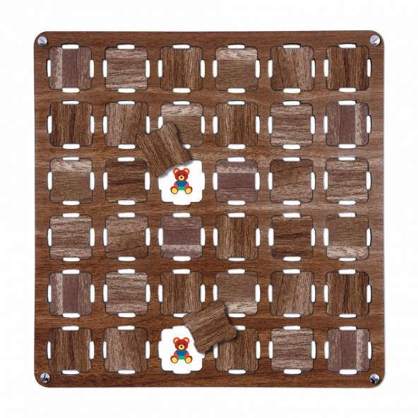 Kahve Ahşap MDF Eşleştirme Hafıza Oyunu 34x34 - 3