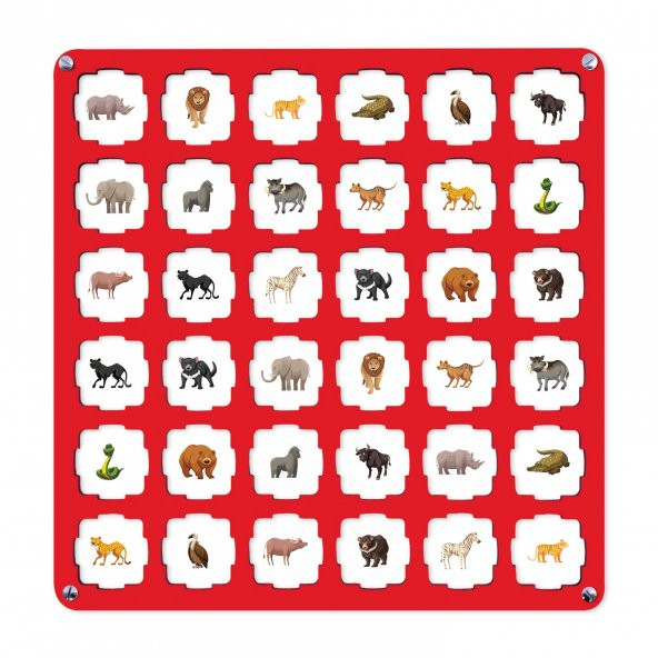 Kırmızı Ahşap MDF Eşleştirme Hafıza Oyunu 34x34 - 4