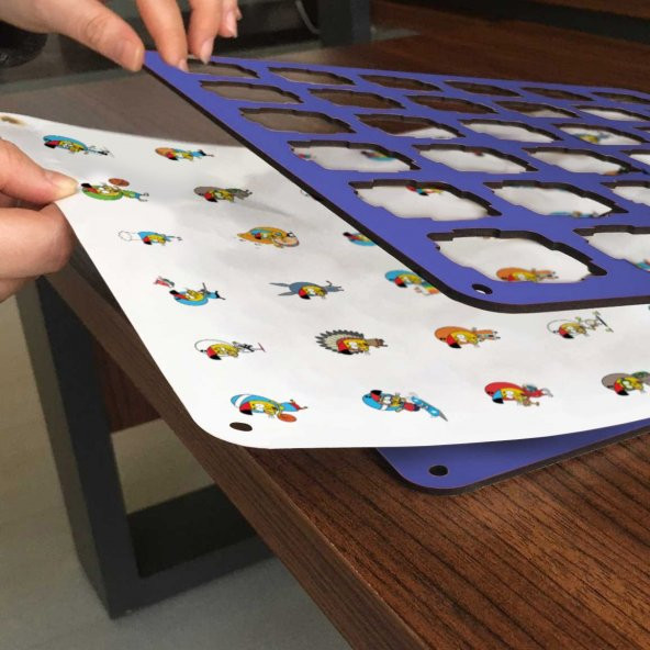 Mavi Ahşap MDF Eşleştirme Hafıza Oyunu 34x34 - 2