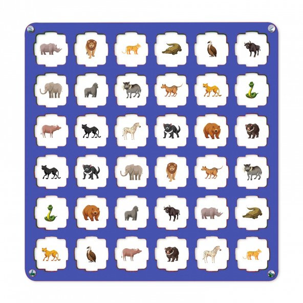 Mavi Ahşap MDF Eşleştirme Hafıza Oyunu 34x34 - 4