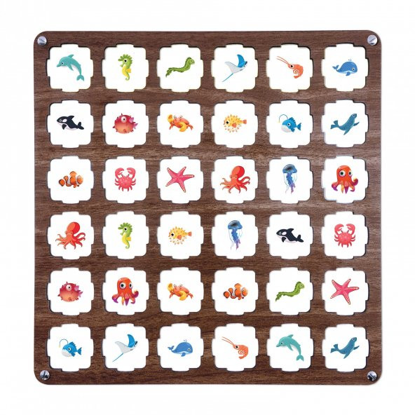 Kahve Ahşap MDF Eşleştirme Hafıza Oyunu 34x34 - 4