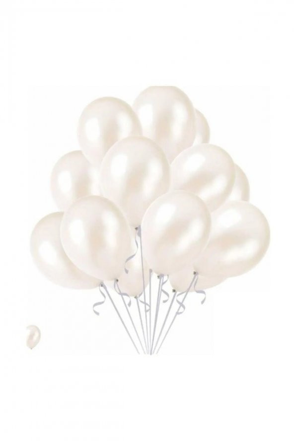Beyaz Metalik Sedefli Balon 12" İnç 10 lu Balon