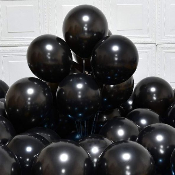 Siyah Metalik Sedefli Balon 12" İnç 10 lu Balon - 2