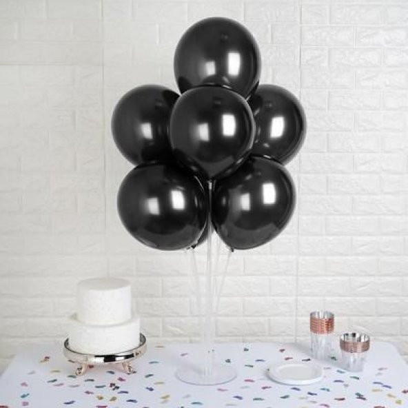 Siyah Metalik Sedefli Balon 12" İnç 10 lu Balon - 3