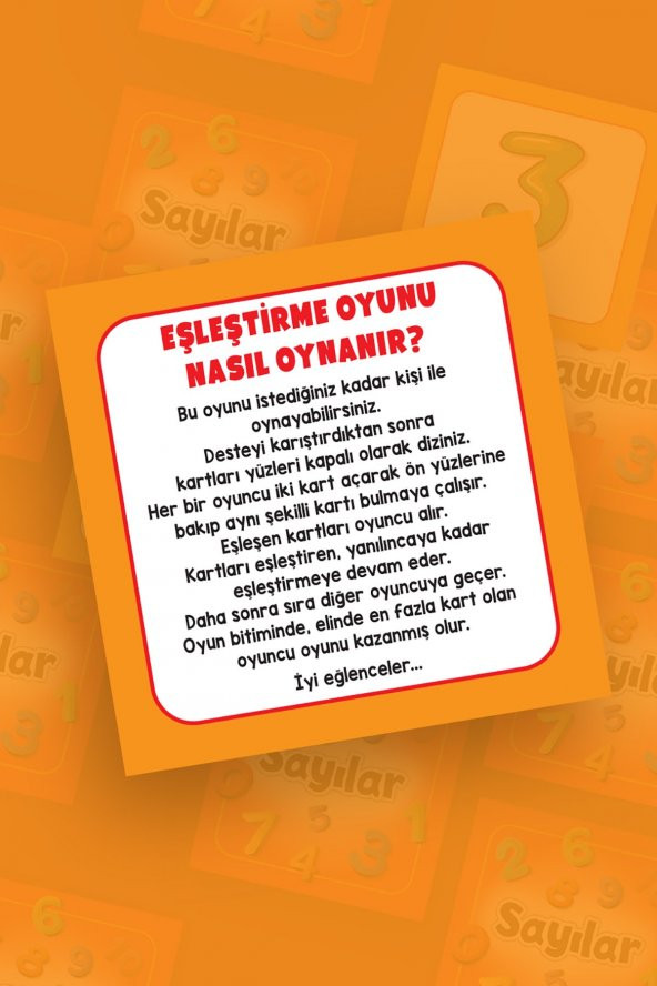 Sayılar Eşleştirme Hafıza Kart Oyunu - 4
