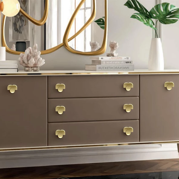 Luca Mobilya Mutfak Çekmece Dolap Dolabı Kapak Kulpu Kulpları Kulbu 32 Mm Plastik Gold Altın Kulp - 5