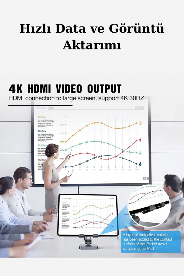 Tablet Standlı 360 Dönebilen 10 in 1 Hub Usb Hdmi Vga SD/TF Çoklayıcı Stand - 3