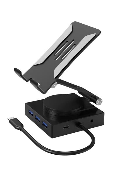Tablet Standlı 360 Dönebilen 10 in 1 Hub Usb Hdmi Vga SD/TF Çoklayıcı Stand ürün görseli 1