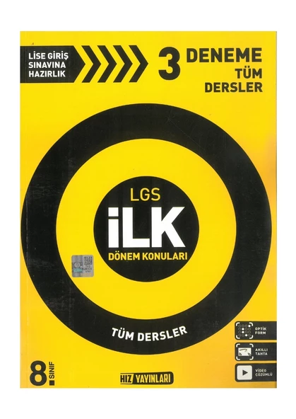 Hız Yayınları LGS 1.Dönem Tüm Dersler 3 lü Deneme Sınavı Yeni