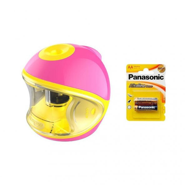 Keyroad Pilli Otomatik Kalemtraş KR971783 Pembe  + Panasoic 2li Alkaline Power