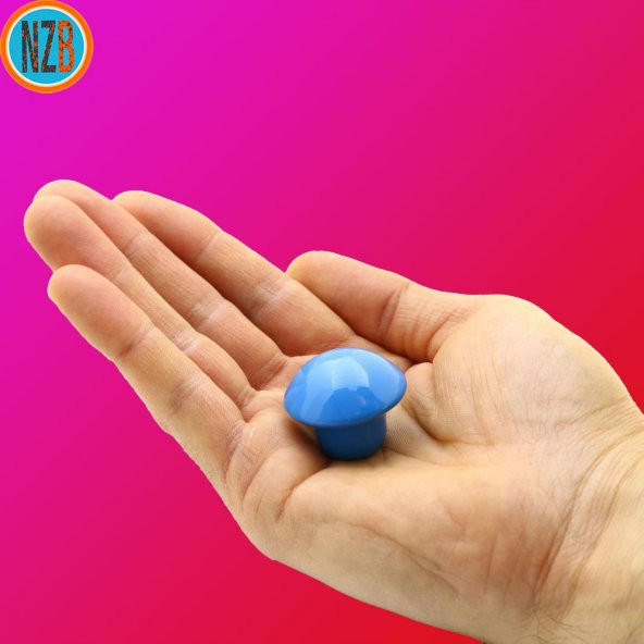 Mantar Düğme Kulp Çekmece Bebek Çocuk Genç Odası Dolap Kapak Kulpu Kulbu Mavi Metal Kulp - Resim 5