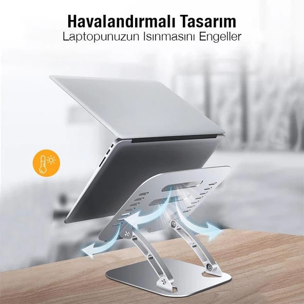 Coofbe Alüminyum Yükseklik Ayarlı Havalandırmalı Masaüstü Laptop Standı Laptop Tutucu Laptop Sehpası - 2