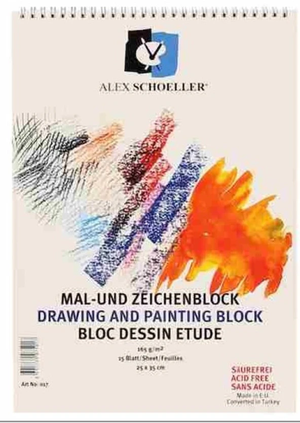 Alex Schoeller Çizim ve Resim Bloğu Spiralli 25x35 165gr.