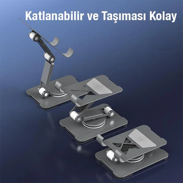 Coofbe Katlanabilir Ayarlanabilir 360 Dönebilen Masaüstü Tablet Standı Tablet Tutucu Telefon Tutucu - 5