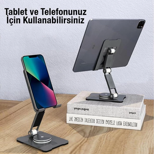 Coofbe Katlanabilir Ayarlanabilir 360 Dönebilen Masaüstü Tablet Standı Tablet Tutucu Telefon Tutucu - 3