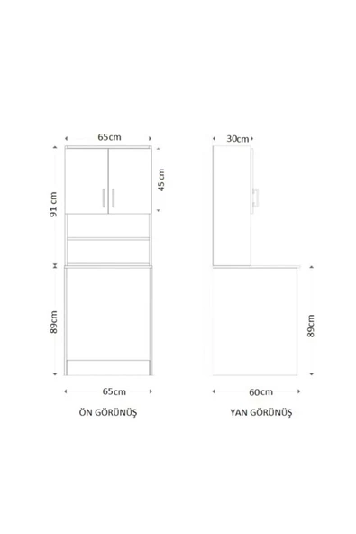 FORA Deep Banyo Dolabı Çamaşır Makinesi Dolabı 22tek666 Banyo Dolabı - 4