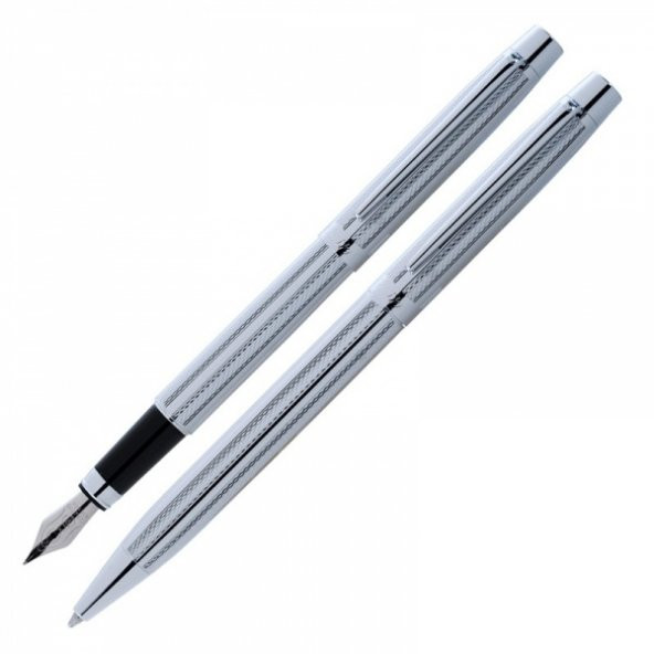 Scrikss 722W Balıksırtı DolmaKalem+Tükenmez Kalem Krom - 3