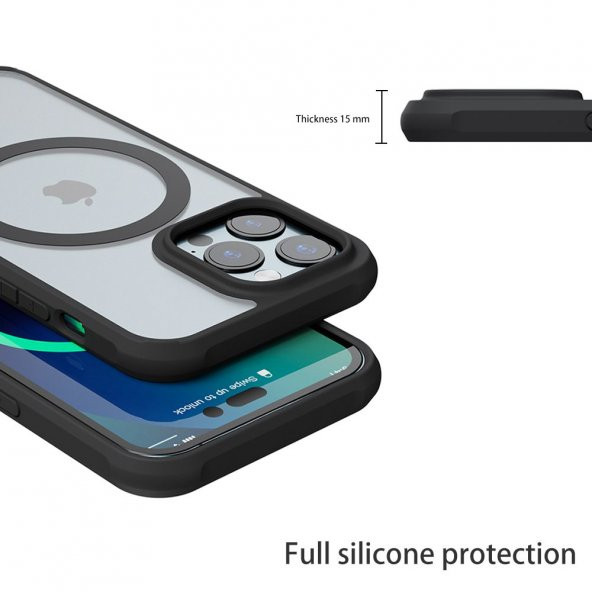 iPhone 14 ProMax Magsafe Wireles Şarj Özellikli Silikon Ege Kapak - 5