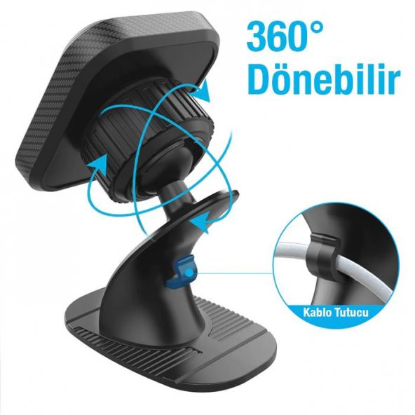 Coofbe Güçlü Mıknatıslı 360 Dönebilen Araç Tutucu Araç İçi Telefon Tutucu Manyetik Kare Telefon Tutucu - 2