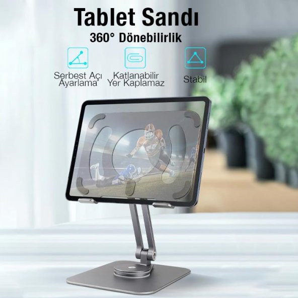 Coofbe Metal 360 Derece Dönebilen Açı Ve Yükseklik Ayarlı Masaüstü Tablet Standı Tablet Tutucu Stand - 2