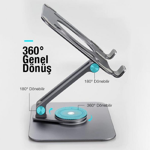 Coofbe Metal 360 Derece Dönebilen Açı Ve Yükseklik Ayarlı Masaüstü Tablet Standı Tablet Tutucu Stand - 8